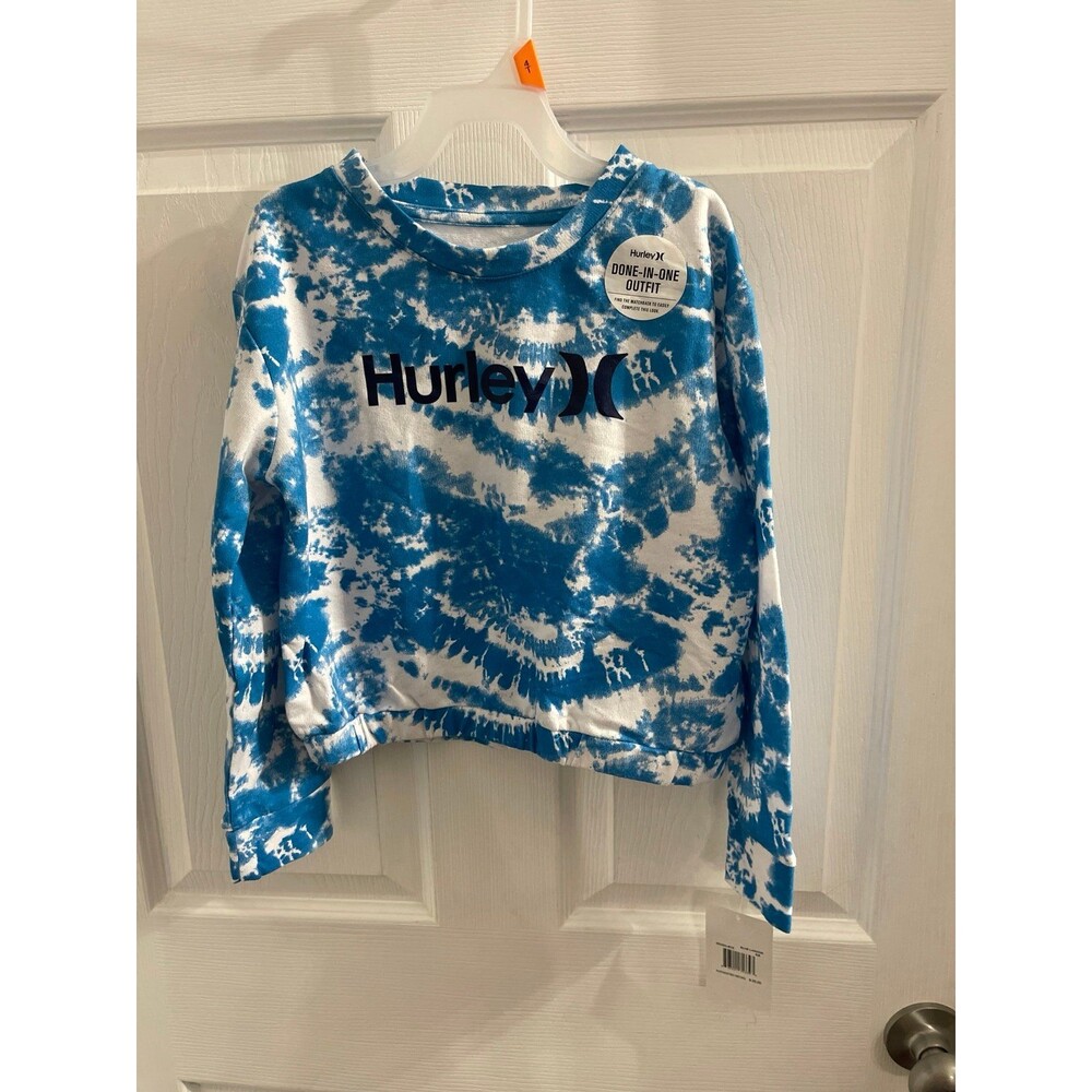 Hurley Girls' Crewneck Sweatshirt Size 6X Blue/White New With Tag